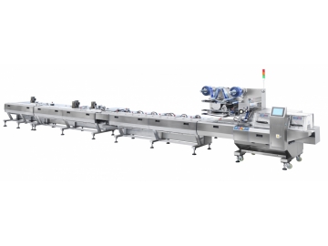 Flow Wrapping Machine, Wrapper Equipment Line Automatic Flow Packing Machine Integrated with auto feeder