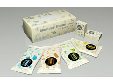 Tissues packaging flow wrapping line