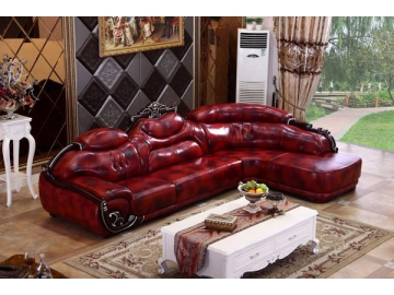 B010 Red Leather Sectional Sofa