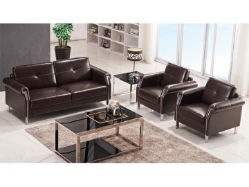 Brown Leather Office Sofa Set