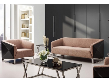 Modern Fabric and Leather Sofa Set