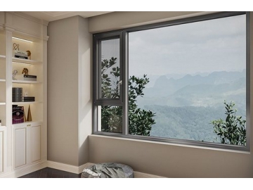 Aluminum Casement Window with Flyscreen, Outward Opening, GD135