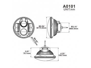 A0101 Round 7 Inch LED Replacement Headlight