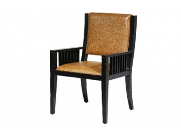Wood Arm Leather Chair