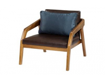 Low Back Ark Wood Leather Chair
