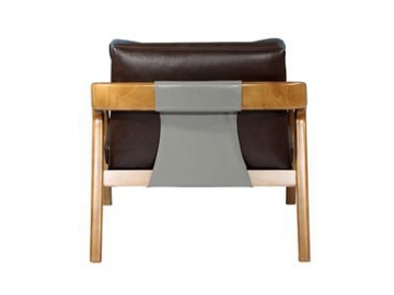 Low Back Ark Wood Leather Chair