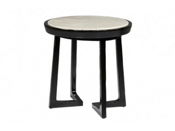 Marble Top Birch Wood Side Table