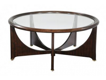 Tempered Glass Top Wood Frame Table
