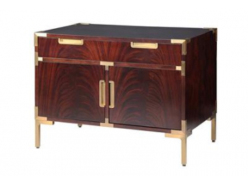 Tempered Glass Top Wood Bedside Table