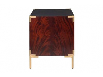 Tempered Glass Top Wood Bedside Table