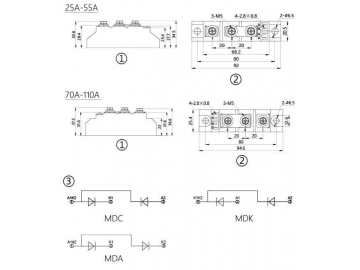 25A-110A MDC MDA MDK Rectifier Diode Module