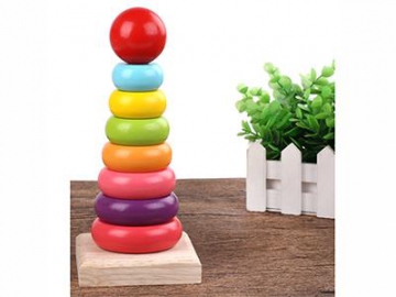 Educational Wooden Rainbow Tower Stacking Block Toys