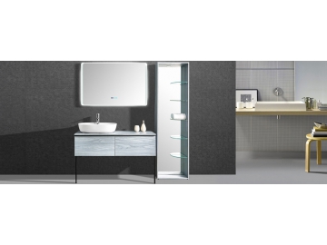 IL1967 Floor Standing 3-Piece Bath Suite with Mirror Cabinet and LED Mirror