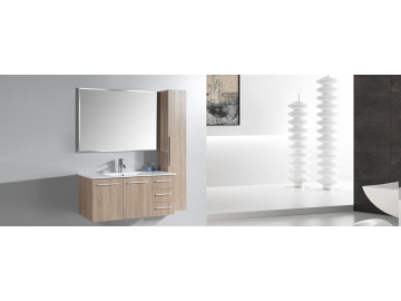 IL2506 Wood Grain Wall Hung Bathroom Vanity with Mirror