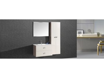 IL2507 Creamy White Single Vanity Set with Wall Cabinet and Wall Mirror