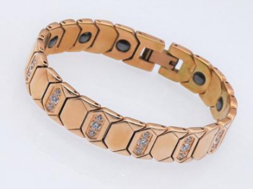 S1046-1 Healthcare Magnetic Stainless Steel Bracelet with Gold Appearance