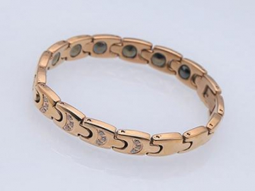 S918 Healthcare Magnetic Stainless Steel Bracelet with Cubic Zirconia