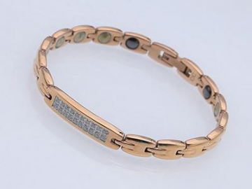 S003 Healthcare Magnetic Stainless Steel Bracelet with White Zirconia