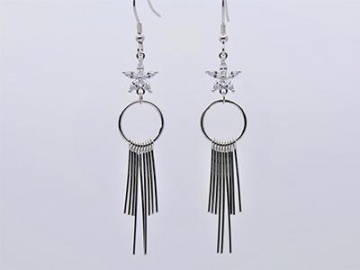 S925 Silver Tassel Earring,Bohemian Large Hoop Dangle Earrings with Fish Hook,Women Fashion Jewelry
