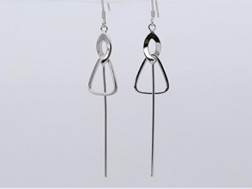 925 Sterling Silver Geometric Triangle Cylinder Tassel Long Drop Earrings for Women Girls Party Gift