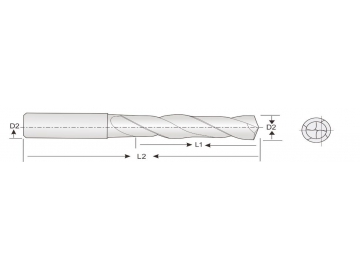 Solid Carbide Drills 3xD, DIN 6537, without Coolant Holes