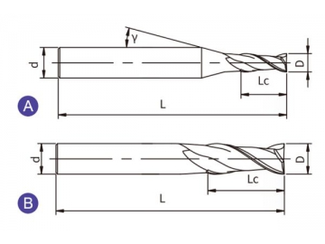 U-SH2  General Purpose Solid Carbide End Mill - Square End - 2 Flutes - Long Shank