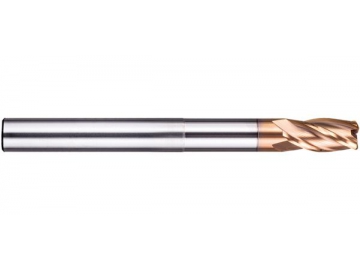 H-RN4  Solid Carbide End Mill for Hardened Steel Machining - Corner Radius - 4 Flutes - Long Neck