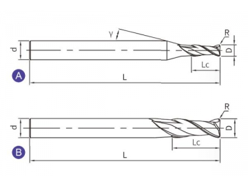 G-R2  Solid Carbide End Mill for Graphite Machining - Corner Radius - 2 Flutes