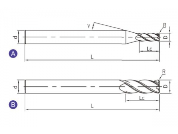 G-R4  Solid Carbide End Mill for Graphite Machining - Corner Radius - 4 Flutes