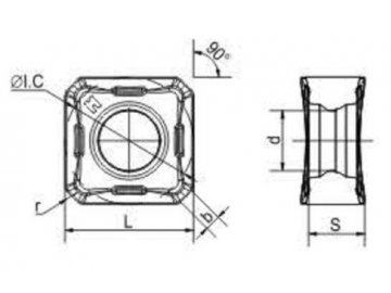 Double-sided Square Carbide Inserts for Face Milling  (with 45°/75°/88° Cutting Edge Angle)