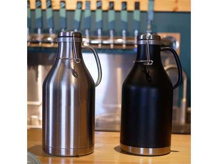 1.89L Black Double Wall Vacuum Insulated Flip Top Growler