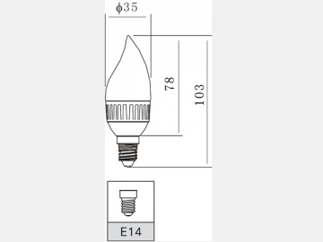 Aluminum Candle 3W LED Bulb Light