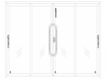 DH Lock with Pull Handle 600: 4 Leaf Sliding Door Fitting