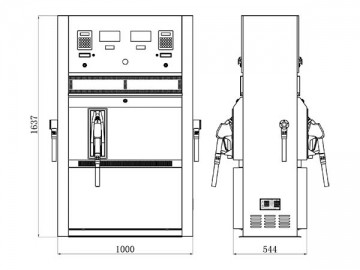 2-Nozzle Fuel Dispenser with Shorter Frame