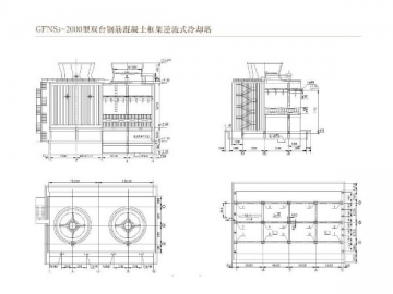GFNS3 FRP Counterflow Cooling Tower with Reinforced Concrete Frame