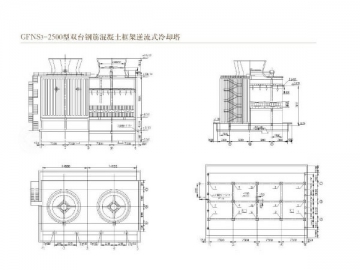 GFNS3 FRP Counterflow Cooling Tower with Reinforced Concrete Frame