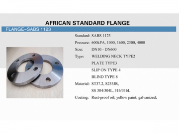 Plate Flange, SABS 1123 Standard