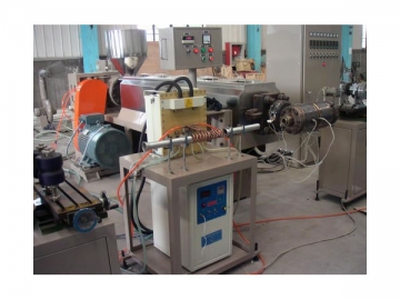 Plastic coated metal pipe extrusion line