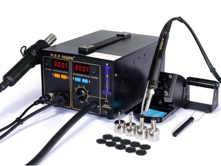 Pump Type Hot Air Soldering Rework Station with Smoke Absorber and Wind Speed Ball, Item WEP-968DB 