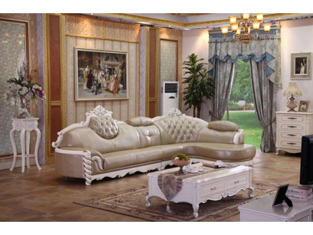 B013 Antique Leather Sectional Sofa