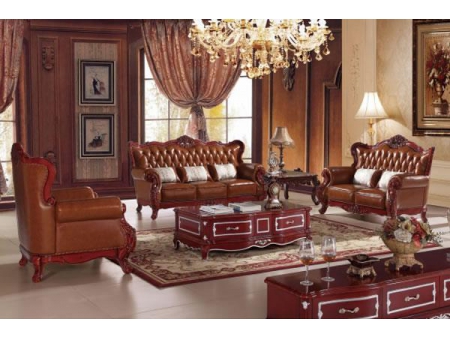 B185 3-Seater Leather Sofa Set