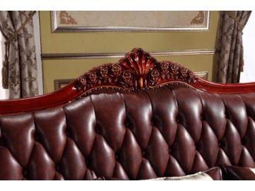 B186B Wood Frame Leather Sofa