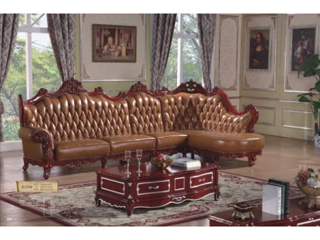 B189 Wood Frame Sectional Leather Sofa