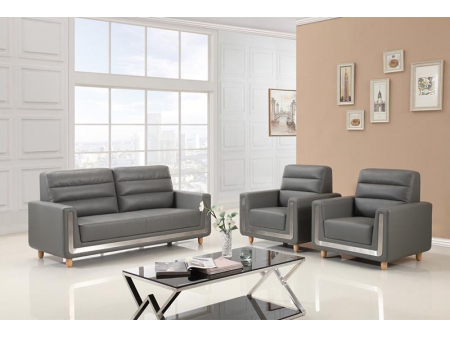 Modern Grey Leather Office Sofa