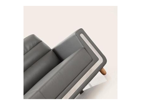 Modern Grey Leather Office Sofa