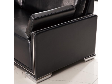 Reception Black Leather Sofa