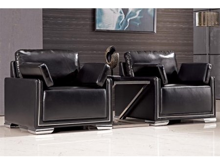 Reception Black Leather Sofa