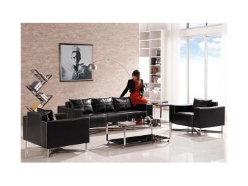 Modern Black Leather Sofa