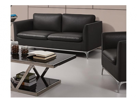 Black Leather Office Sofa