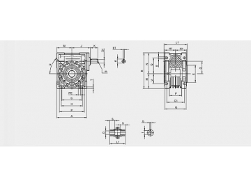 RV Series Worm Gear Speed Reducer Outline Dimension